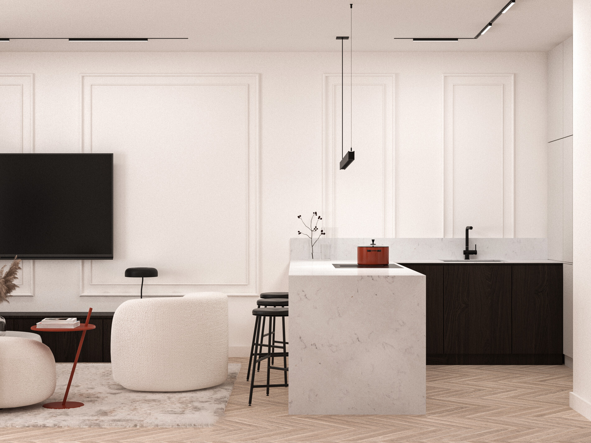Nowoczesny apartament z akcentem 152 m2 Warszawa Kabaty - wizualizacja 7